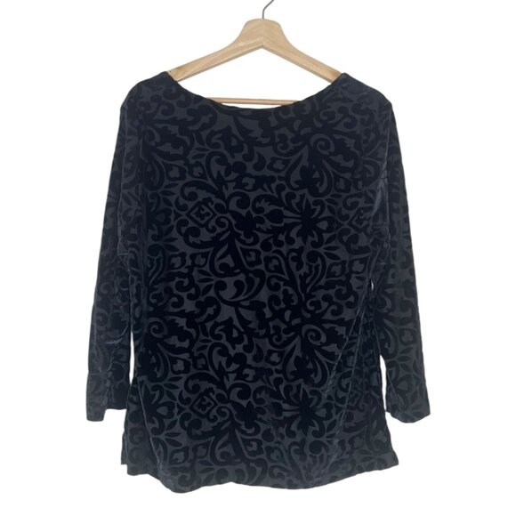 Jones New York Velvet Burnout Draped Neck Black‎ Plus Size 1X Whimsygoth Witchy - Picture 2 of 11